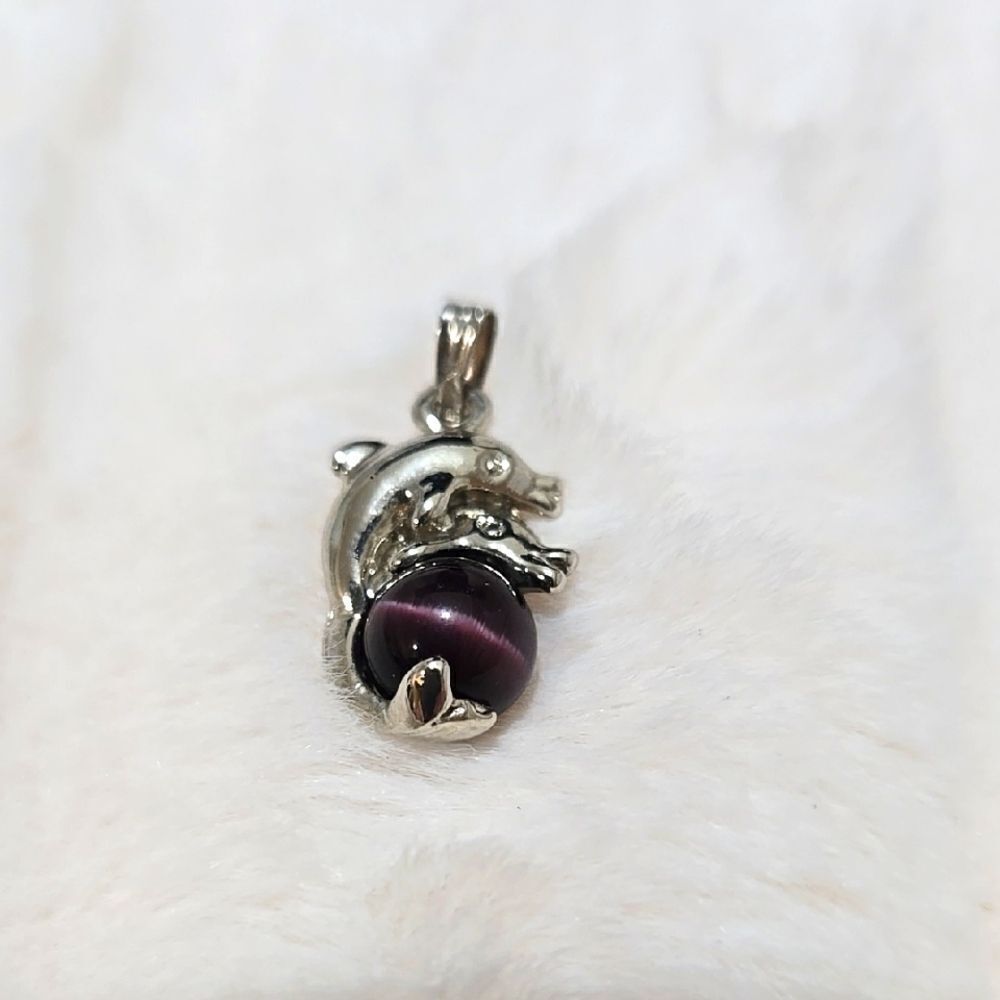 Dolphin Pendant with Purple Accent